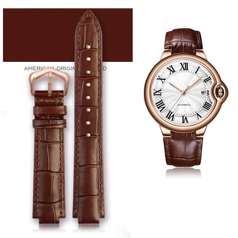 14-20mm Genuine Leather Strap for Cartier Ballon Bleu Watch Folding Buckle Clasp - Image 2