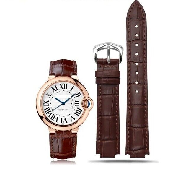 14-20mm Genuine Leather Strap for Cartier Ballon Bleu Watch Folding Buckle Clasp - Image 7