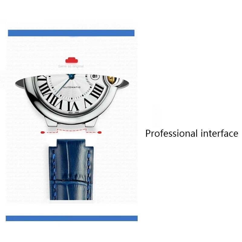 14-20mm Genuine Leather Strap for Cartier Ballon Bleu Watch Folding Buckle Clasp - Image 13