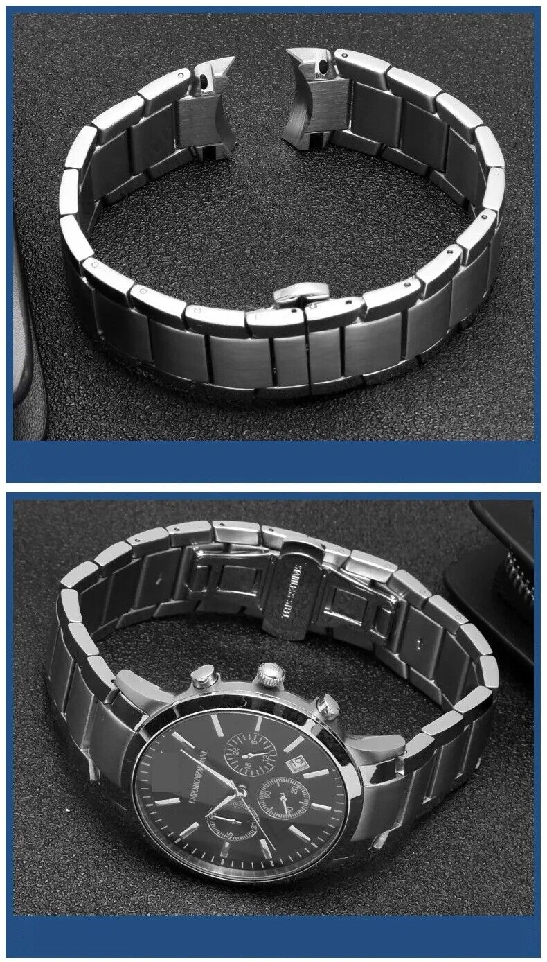 22mm Stainless Steel Watch Bracelet Strap for Armani AR2452 AR2453 AR2448 - Image 4