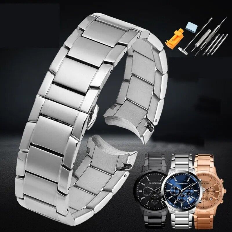 22mm Stainless Steel Watch Bracelet Strap for Armani AR2452 AR2453 AR2448 - Image 7