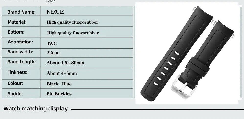 22mm Silicone Rubber Strap Band Fit for IWC Aquatimer Watch Quick-Release System - Image 4