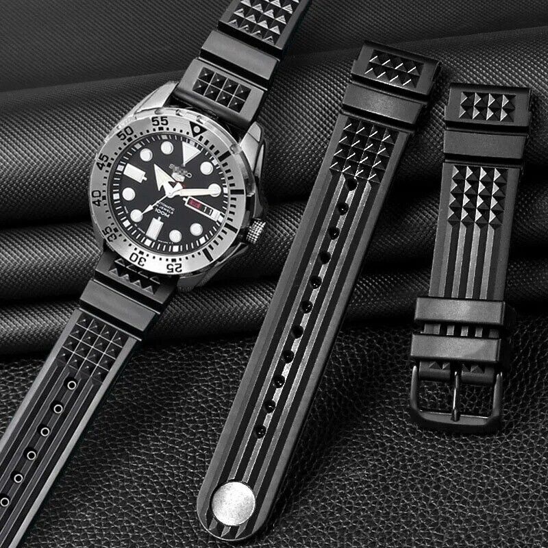 20/22mm Silicone Rubber Strap Fit Seiko 5 SRP601J1 Diver Watch