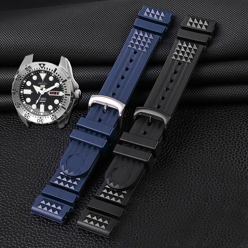 20/22mm Silicone Rubber Strap Fit Seiko 5 SRP601J1 Diver Watch - Image 8